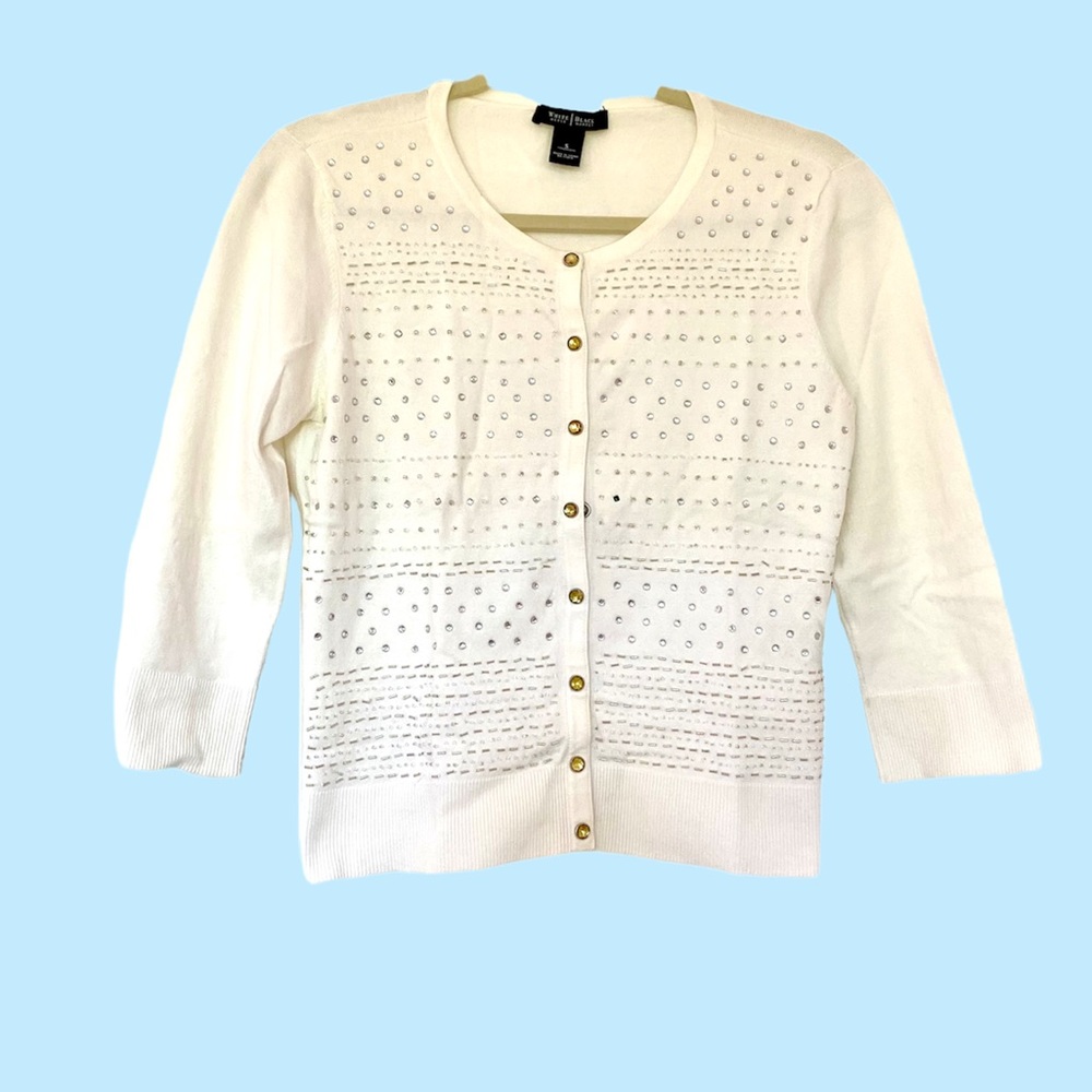 White House Black Market jeweled 3/4 sleeve cardigan